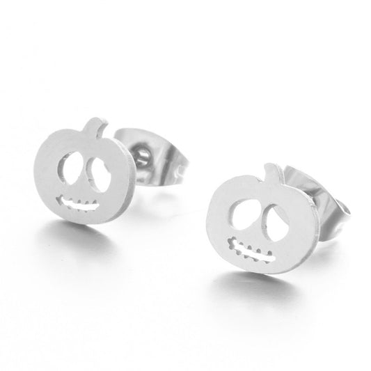 Spooky Pumpkin Stud Earrings Girls Ear Ornaments Stainless Steel Jewlery Gifts