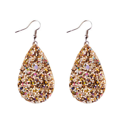 Champagne Sparkly Glitter Drop Shape Dangle Earrings for Fashion Stylish Jewelry