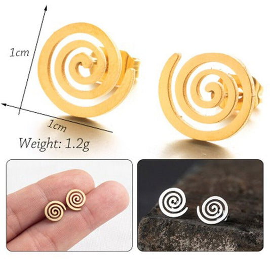 Windy Swirl Stud earrings Women Girl Party Stainless Steel Jewelry