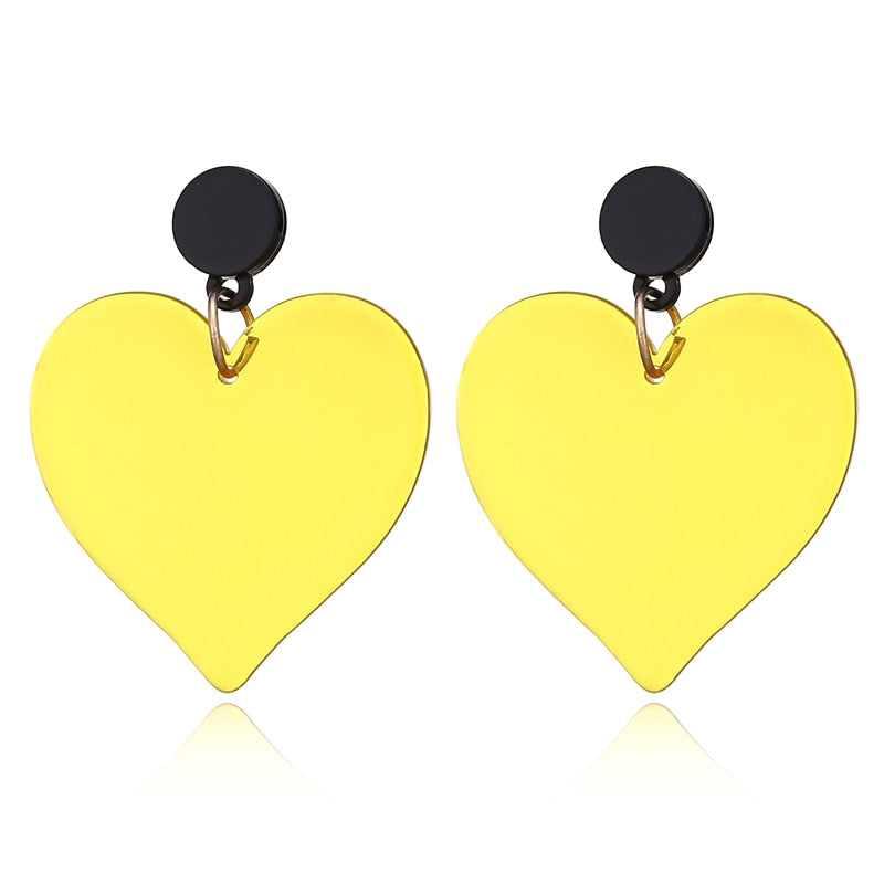 Colorful Acrylic Heart Dangle Earrings Cartoon Ear Pendants Accessories Women