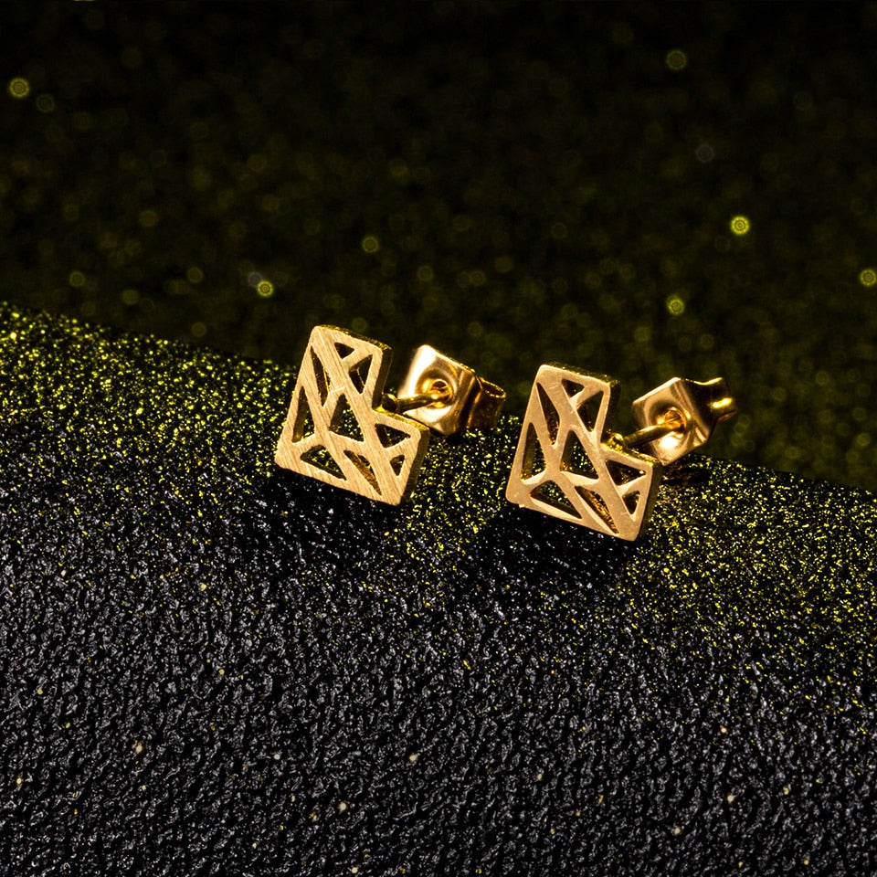 Diamond Shaped Heart Stud Earring Wedding Party Birthday Gift Jewelry Cute