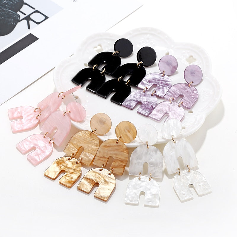 Acrylic Arch Drop Earrings Women Girl Party Gift Fashion Ear Jewelry Accessories