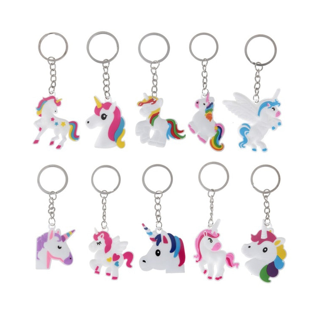 10 Styles Diy Cute Fairytale PVC Unicorn Keychain Multi-style Horse Key Rings