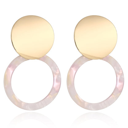 White Pink Ring Design Dangle Earrings Women Girl Fashion Trendy Jewelry