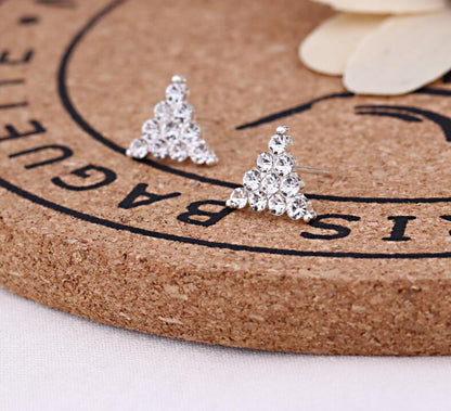 Rhinestone Triangle Stud Earrings Women Art Fashion Cartoon Earrings Creative