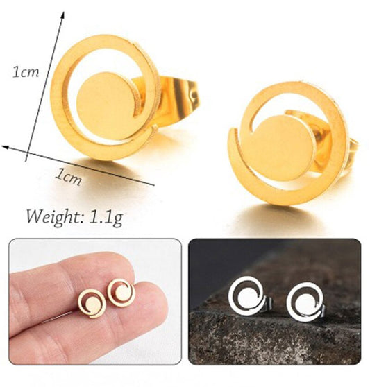 Spiral Cartoon Shape Stud Earrings Small Women Girl Party Stainless Steel