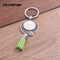 9 Color Tassels Key Rings Chain Filligree Fit Round 25mm Logo Pendant Diy