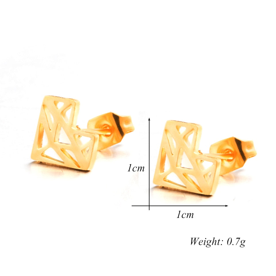 Diamond Shaped Heart Stud Earring Wedding Party Birthday Gift Jewelry Cute