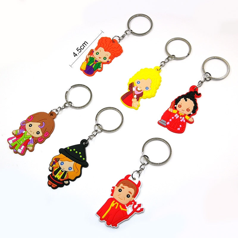 10 Styles PVC Cute Witch cartoon figure key holder magic anime keychains charms