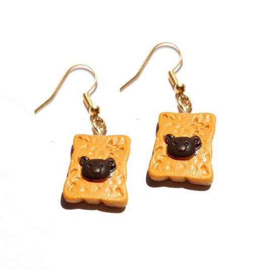 Bear Toast Drop Earrings Cartoon Art Women Party Jewelry Ear Fashion Pendant