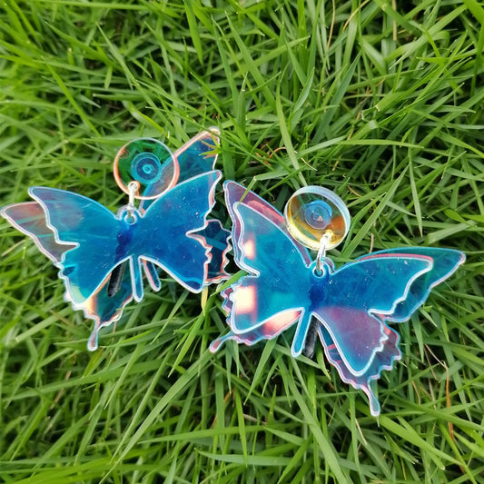 3D Butterfly Holographic Acrylic Dangle Earrings Women Travel Fashion Cartoon