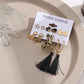 6pairs Black Tassel Drop Earrings Fashion Women Summer Party Jewelry Girls Gifts