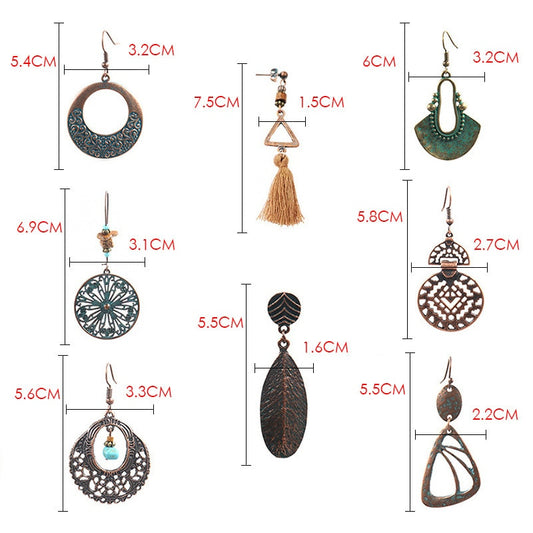 1Pair Brown Tassel Triangle Dangling Drop Earrings Female Fashion Earrings