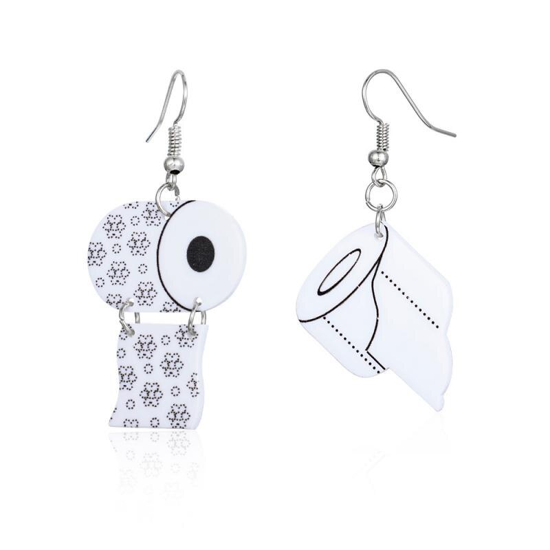 Mismatched Toilet Paper Design Drop Earrings Fashion Women Summer Party Jewelry