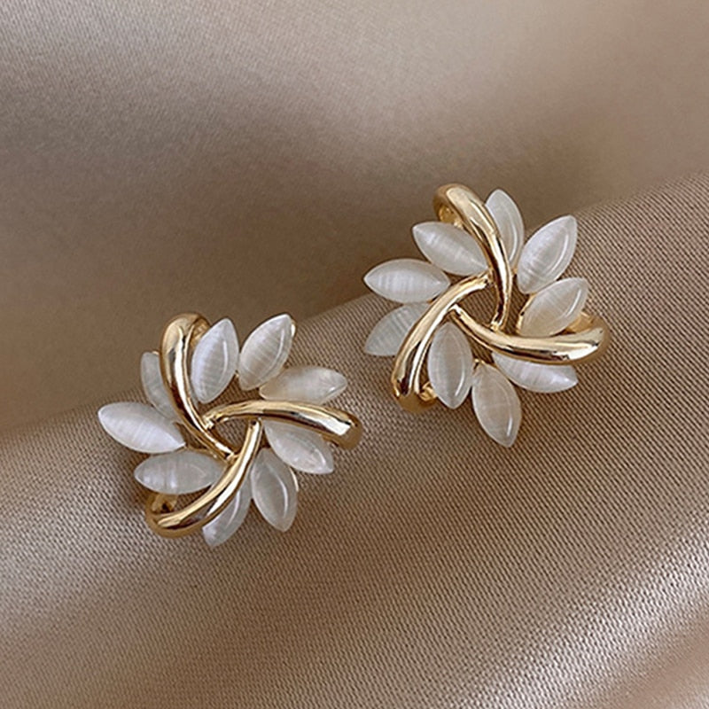 Leaf Wreath Stud Earrings Women Gift Wedding Party Fashion Jewelry Accessories