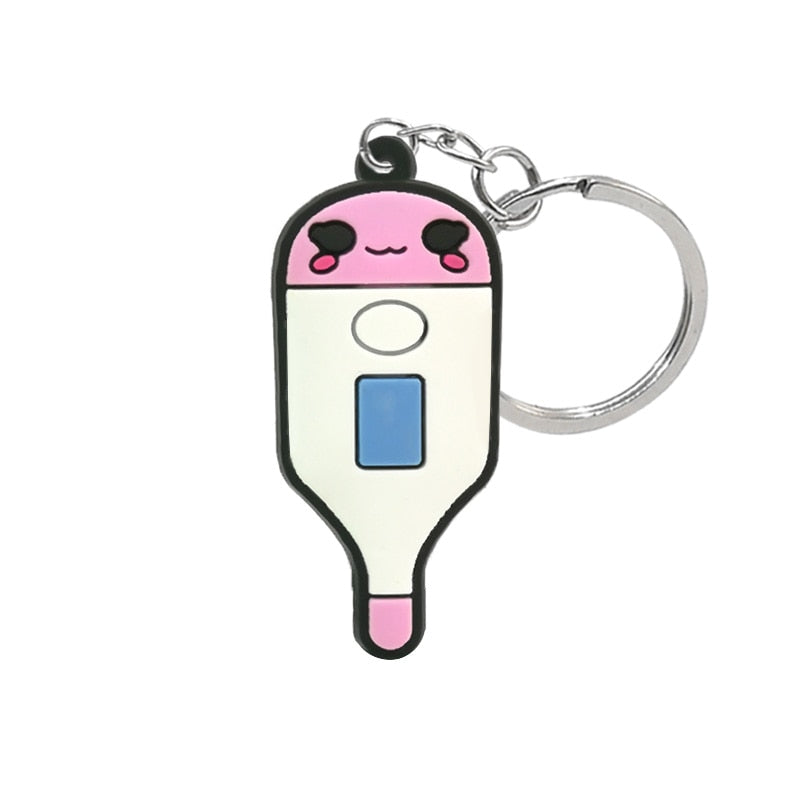 Cartoon Thermometer PVC Keyring Gift for Nurse Doctor Cute Cartoon Style