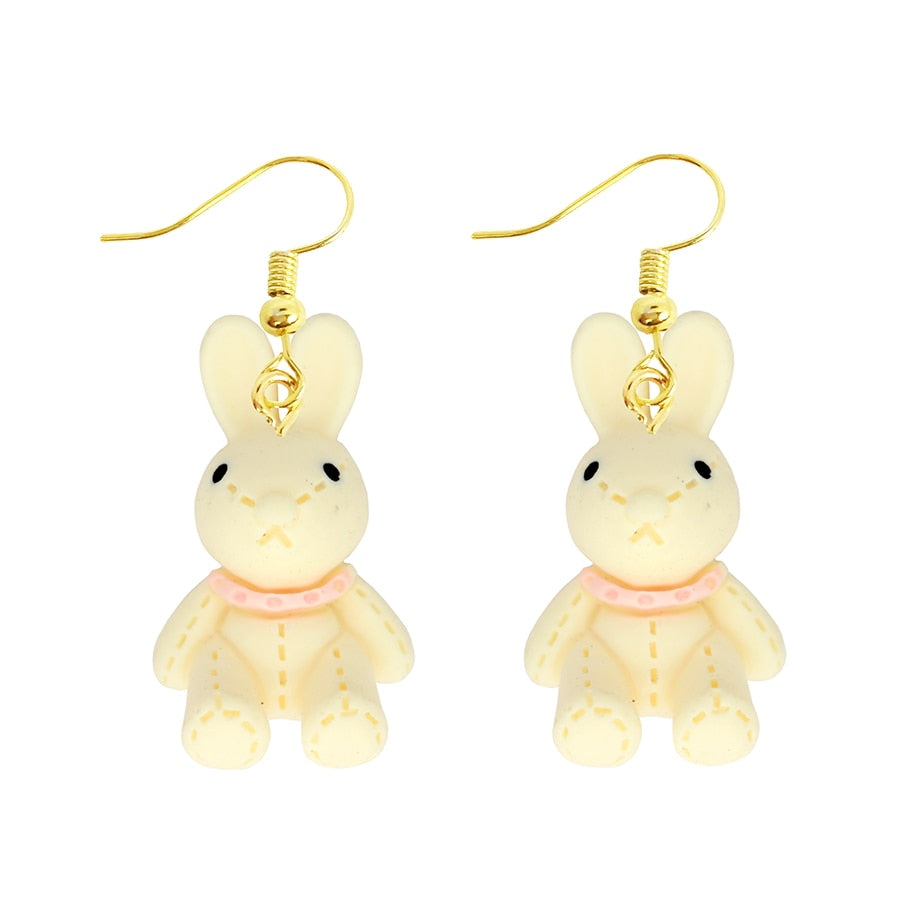 Bunny Toy Resin Animal Drop Earrings Women Creativity Jewelry Cute Earring Girls