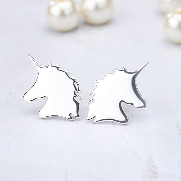 Unicorn Stud Earrings Fashion Shiny Ladies Jewelry Women Classic Studs