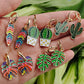 Colorful Long Leaf Drop Earrings Cartoon Ear Pendants Accessories Women Art