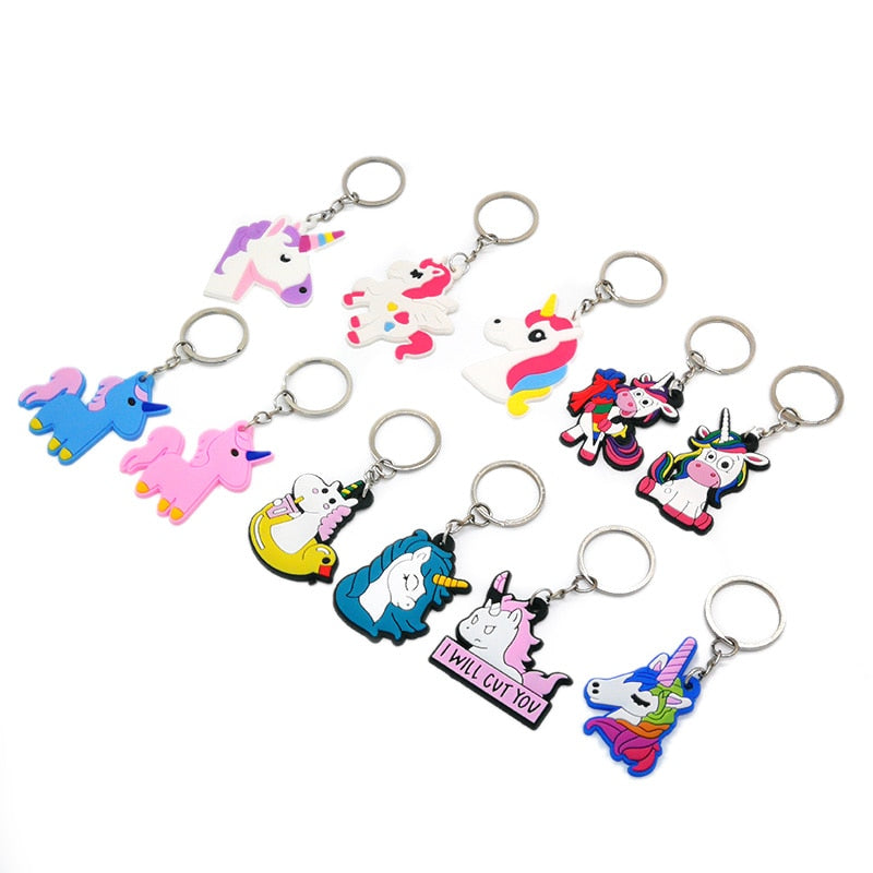 11 Styles Colorful Magic Unicorn Keychain Cute Key Holder Cartoon Keyring