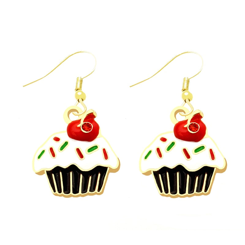 Chocolate Cupcake Drop Earrings Cartoon Ear Pendants Accessories Women Art