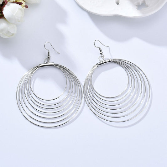 Multi Layered Circle Dangle Earrings Fashion Party Girls Pendant Earrings Women