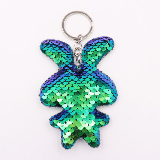 Green Rabbit Sequin Keychain Sparkling Love Keyring Women Shoulder Bag Mobile