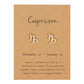 Capricorn Zodiac Constellations Sign Stainless Steel Earrings Women Jewelry