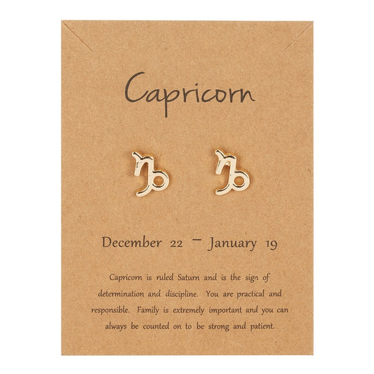 Capricorn Zodiac Constellations Sign Stainless Steel Earrings Women Jewelry