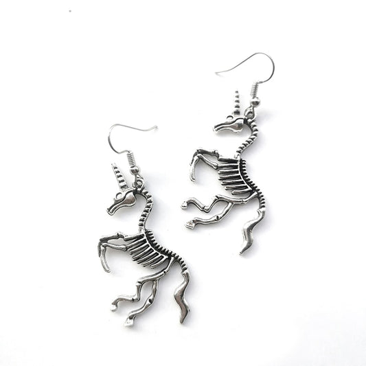 Handmade Unicorn Skeleton Metal Drop Earrings Women Travel Fashion Cartoon