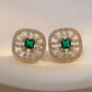 Square Green Stone Stud Earrings Women Gifts Earring Cute Girls Eardrop Jewelry