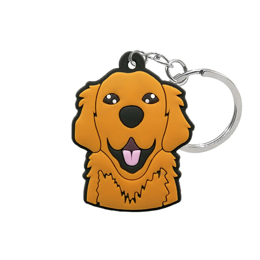 Golden Retriever Dog PVC Keyring Cute Cartoon Style Keychains Bag Car Pendant