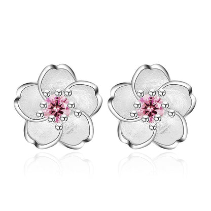 Pink Detail Flower Earring Studs Ear Earrings Jewelry Accessories Birthday Gift