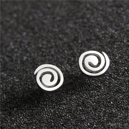 Swirl Design Stainless Steel Earrings Women Jewelry Small Studs Gifts Earring