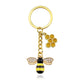 6 Styles Alloy Drip Oil Rhinestone Bee Keychain Hexagon Honeycomb Charms Key