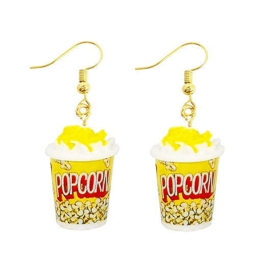 Resin Popcorn Design Drop Earrings Women Creativity Jewelry Cute Earring Girls