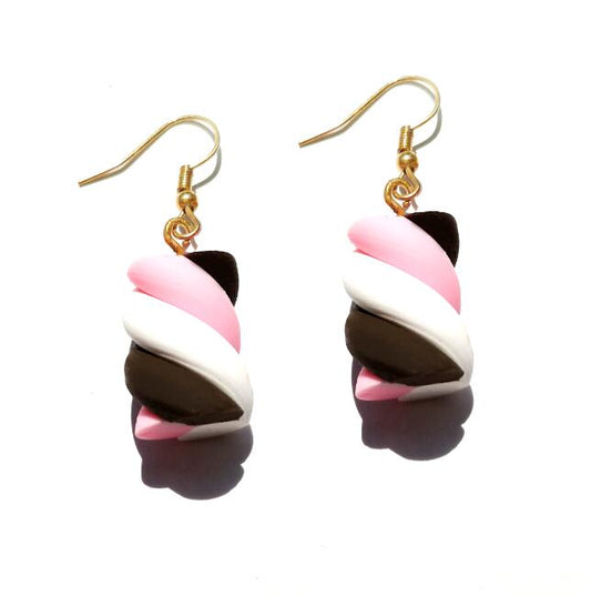 Pink Black Braid Resin Handmade Candy Drop Earrings Cartoon Art Women Party