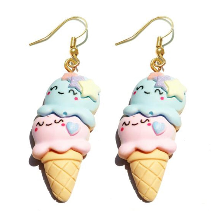 Funny Cute Ice Cream Cone Drop Earrings Women Creativity Jewelry Cute Earring