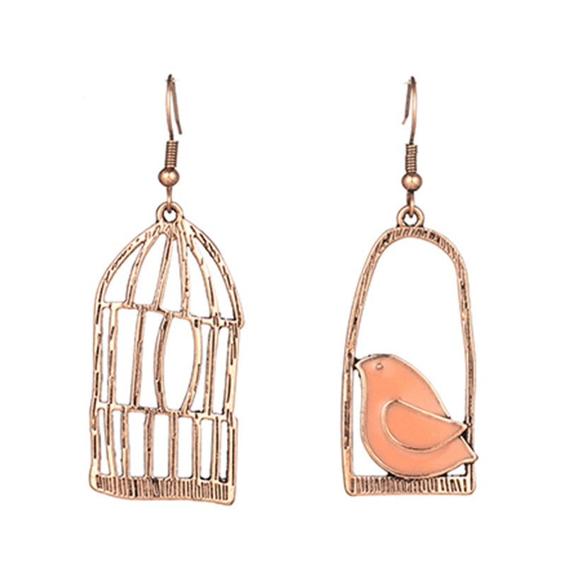 Bird and Cage Dangle Earrings Women Fashion Modern Accessories Cute Stylish