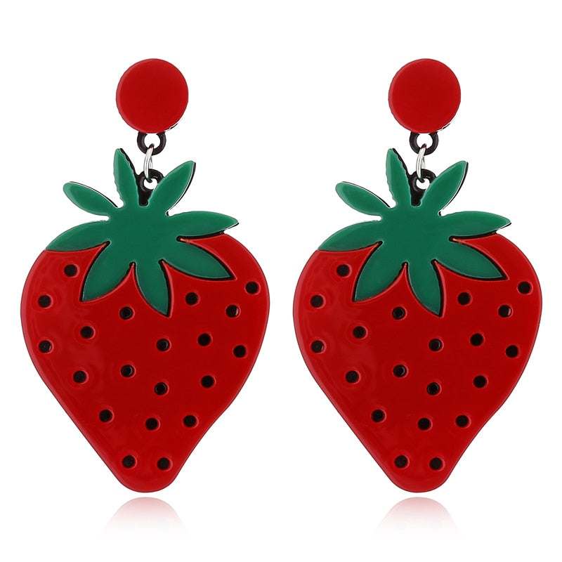 52 Styles Acrylic Fruit Letters Exaggeration Funny Drop Earrings Female Travel