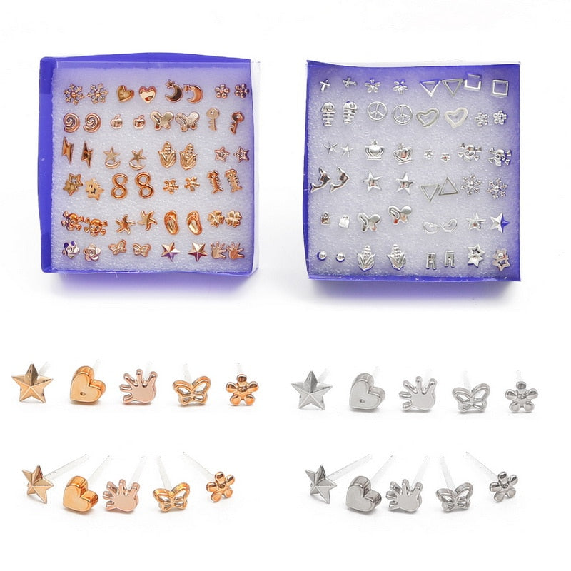 24 Pairs Fish Flower Star Butterfly Earrings Cartoon Ear Pendants Accessories