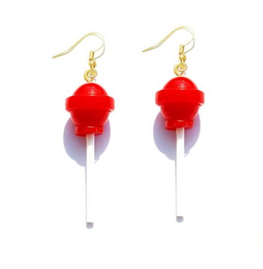 Red Resin Candy Lollipop Drop Earrings Cartoon Ear Pendants Accessories Women