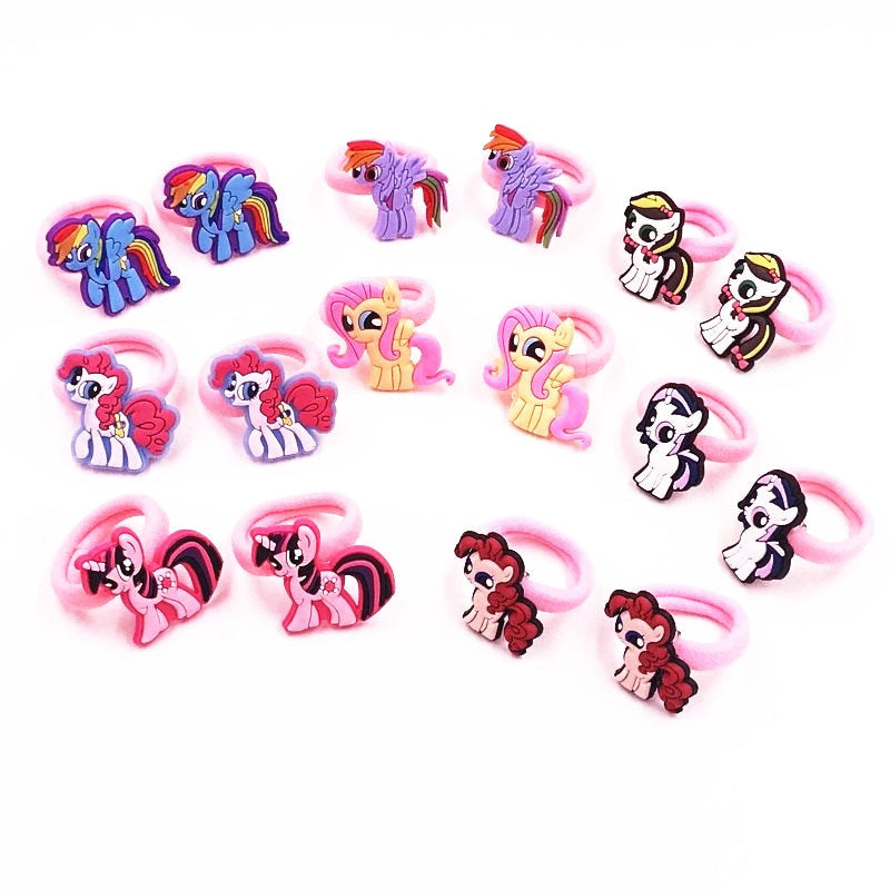 16 Styles 2Pcs/set Unicorn Cartoon Hair Accessories Children Rubber Bands