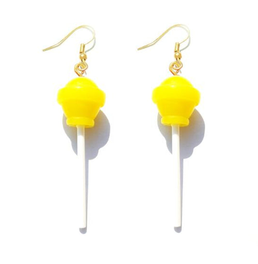 Yellow Resin Candy Lollipop Drop Earrings Cartoon Ear Pendants Accessories Women