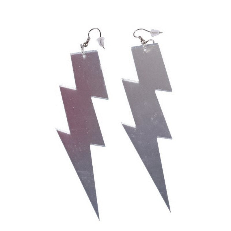 Silvery Lightning Acrylic Dangle Earrings Women Girl Fashion Trendy Jewelry