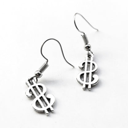 Creative Design Metal Dollar Sign Drop Earrings Women Creativity Jewelry Cute