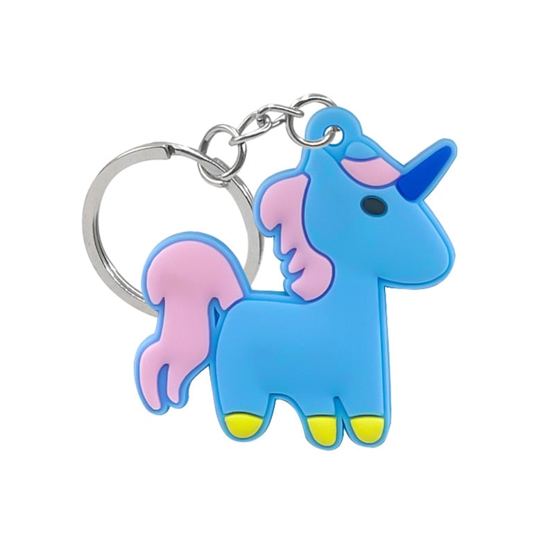 Blue Unicorn Keychain Cute Key Holder Cartoon Keyring Fashion Charm Jewelry