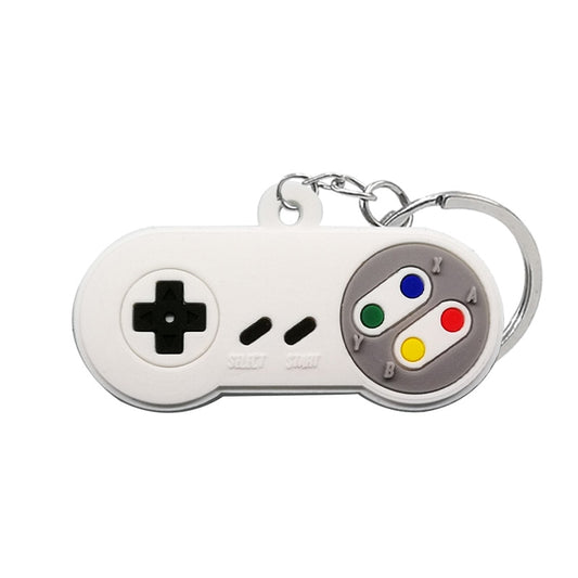 White And Grey Gamepad PVC Keyring Cute Cartoon Style Keychains Bag Car Pendant