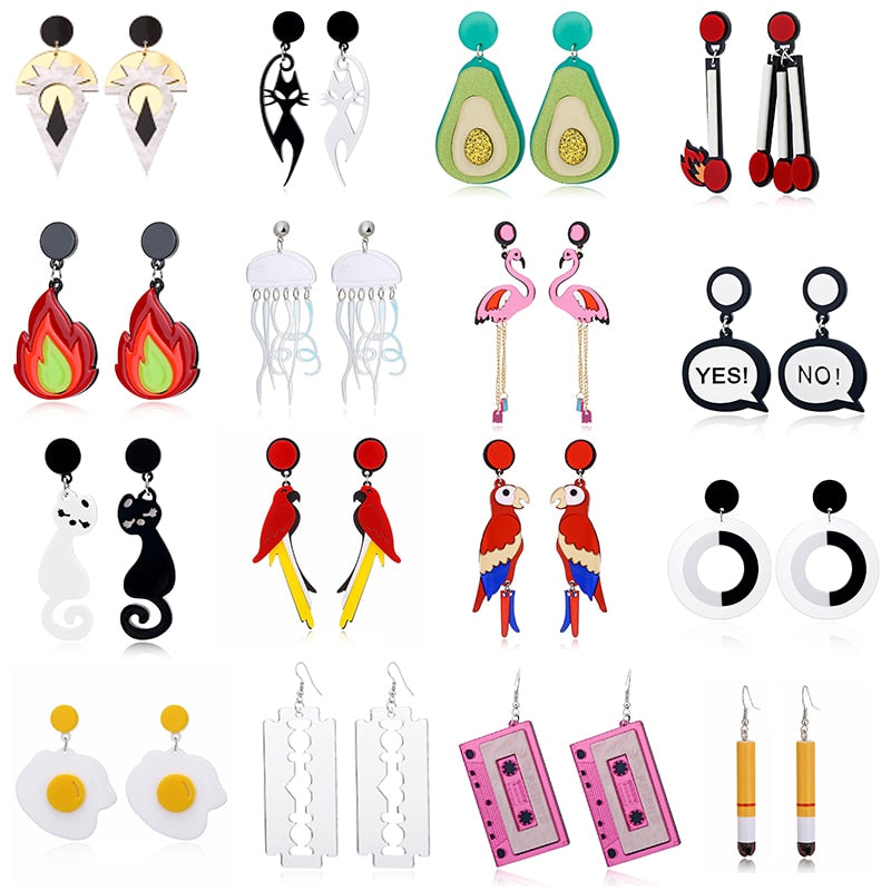 40 Styles Astronaut Food Tassel Jellyfish Octopus Drop Earrings Female Travel