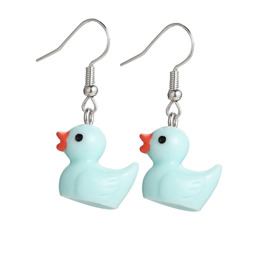 Sky Blue Duck Dangle Earrings Fashion Party Girls Pendant Earrings Women Jewelry